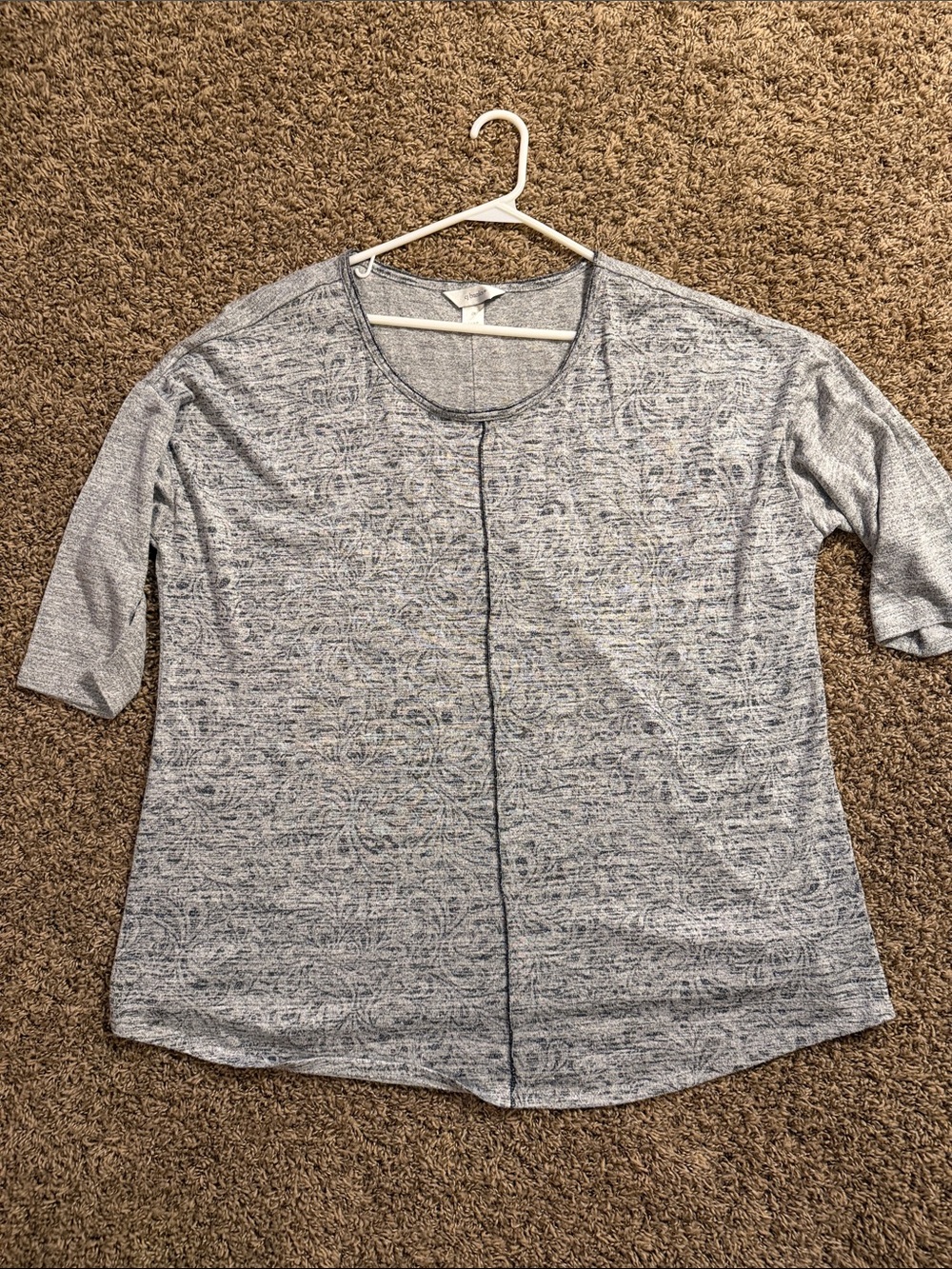 CJ Banks Heathered Blue Paisley Scoop Neck Tunic
